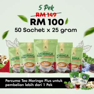 Kopi Moringa + Astaxanthin - Super Jimat 5 Pek + Freegift