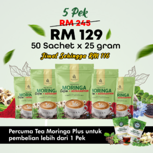 Kopi Moringa + Astaxanthin - Super Jimat 5 Pek + Freegift
